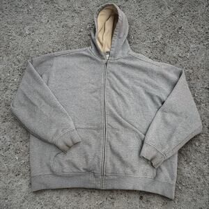 L.L.Bean Katahdin Iron Works Sherpa Lined Full Zip Hoodie Heather Grey Sz. Large